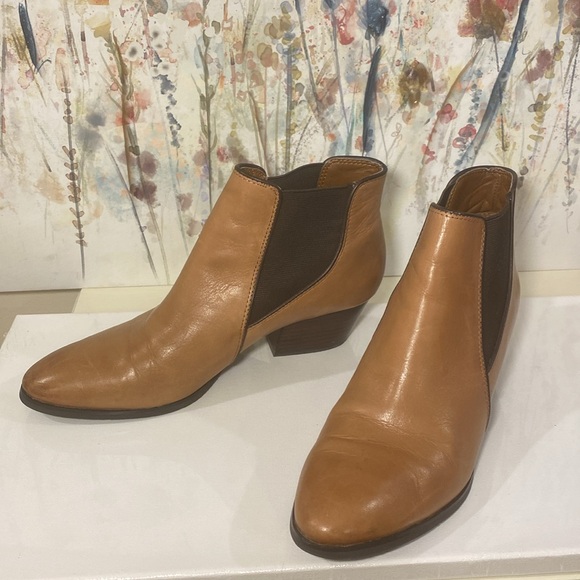 Franko Sarto Leather Tan Leather Ankle Boot Booties Size 7 - Picture 10 of 16